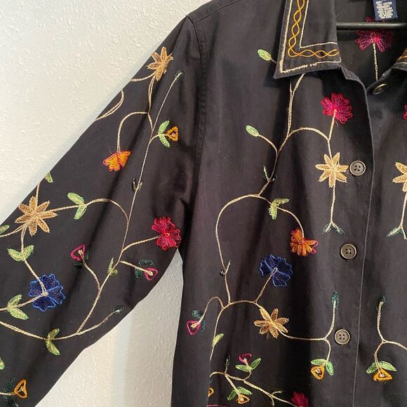 Floral Embroidered Jacket AOP XL Boho Cottagecore Coquette Western Bohemian b1-6 - Picture 3 of 8
